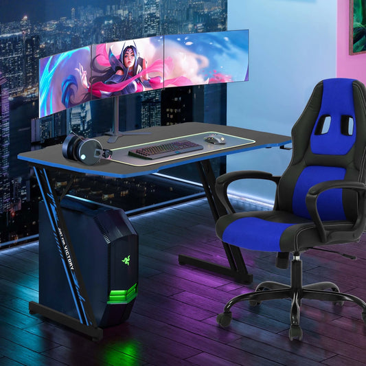 Gaming Chairs, Office Gaming Chair with Lumbar Support Computer Gaming Chair Gaming Office Chair Gaming Desk Chair Computer Chairs for Adults, Blue